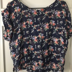 Sheer Navy Blue Floral Top